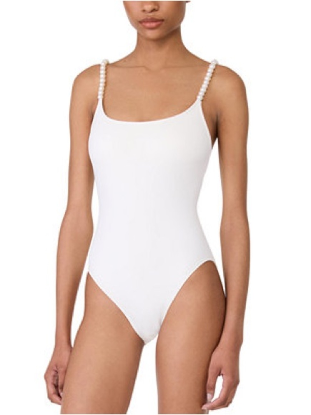 kate spade White One-Piece Swimsuit with Pearl-Strap Detail